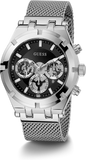 Guess Continental Quartz Black Dial Silver Mesh Strap Watch For Men - GW0582G1 Authentic Buy Shop Now