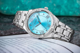 Guess Cosmo Diamonds Turquoise Dial Silver Steel Strap Watch for Women - GW0033L7 Authentic Buy Shop Now