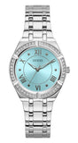 Guess Cosmo Diamonds Turquoise Dial Silver Steel Strap Watch for Women - GW0033L7 Authentic Buy Shop Now