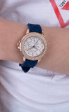 Guess Confetti Diamonds Gold Dial Blue Rubber Strap Watch For Women - W1098L6 Authentic Buy Shop Now