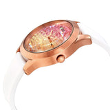 Guess Crush Crystals Gold Dial White Rubber Strap Watch for Women - W1223L3 Authentic Buy Shop Now