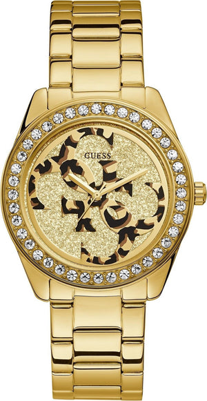 Guess G Twist Diamonds Gold Dial Gold Steel Strap Watch For Women - W1201L2 Authentic Buy Shop Now