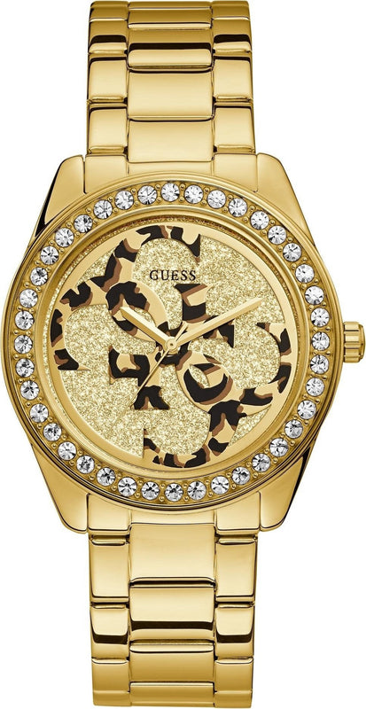 Guess G Twist Diamonds Gold Dial Gold Steel Strap Watch For Women - W1201L2 Authentic Buy Shop Now