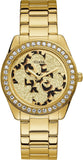 Guess G Twist Diamonds Gold Dial Gold Steel Strap Watch For Women - W1201L2 Authentic Buy Shop Now