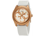 Guess G Twist White & Gold Dial White Silicone Strap Watch For Women - W0911L5 Authentic Buy Shop Now