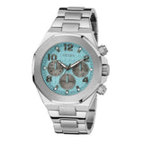 Guess Empire Chronograph Quartz Sky Blue Dial Silver Steel Strap Watch For Men - GW0489G3 Authentic Buy Shop Now