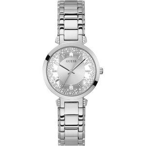 Guess Night Life Clear Silver Dial Silver Steel Strap Watch for Women - GW0470L1 Authentic Buy Shop Now