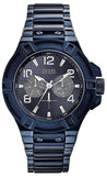 Guess Rigor Multifunction Black Dial Blue Steel Strap Watch for Men - W0218G4 Authentic Buy Shop Now