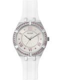 Guess Sparkling Silver Dial White Rubber Strap Watch For Women - GW0032L1 Authentic Buy Shop Now