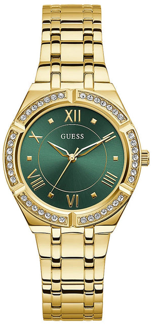 Guess Cosmo Diamonds Green Dial Gold Steel Strap Watch for Women - GW0033L8 Authentic Buy Shop Now