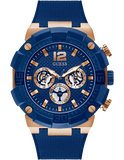 Guess Navigator Chronograph Blue Dial Blue Rubber Strap Watch for Men - GW0264G4 Authentic Buy Shop Now