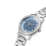 Guess Glitter Burst Diamonds Blue Dial Silver Steel Strap Watch for Women - GW0405L1 Authentic Buy Shop Now