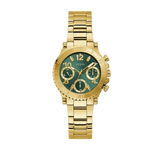 Guess Cosmo Chronograph Green Dial Gold Steel Strap Watch For Women - GW0465L5 Authentic Buy Shop Now