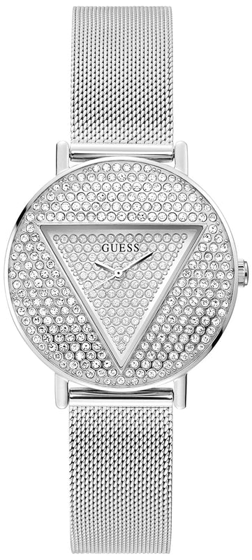 Guess Iconic Diamonds Silver Dial Silver Mesh Bracelet Watch For Women - GW0477L1 Authentic Buy Shop Now