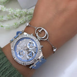 Guess Heiress Diamonds Blue Dial Blue Rubber Strap Watch for Women - GW0407L1 Authentic Buy Shop Now