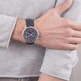Guess Horizon Chronograph Quartz Black Dial Blue Leather Strap Watch For Men - W0380G3 Authentic Buy Shop Now