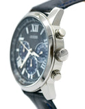 Guess Horizon Chronograph Quartz Black Dial Blue Leather Strap Watch For Men - W0380G3 Authentic Buy Shop Now