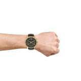 Guess Horizon Chronograph Quartz Black Dial Black Leather Strap Watch For Men - W0380G7 Authentic Buy Shop Now