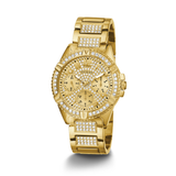 Guess Frontier Diamonds Gold Dial Gold Steel Strap Watch For Women - W1156L2 Authentic Buy Shop Now