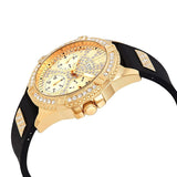 Guess Frontier Diamonds Gold Dial Black Rubber Strap Watch For Women - W1160L1 Authentic Buy Shop Now