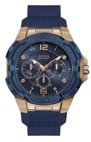 Guess Genesis Quartz Blue Dial Blue Silicone Strap Watch For Men - W1254G3 Authentic Buy Shop Now
