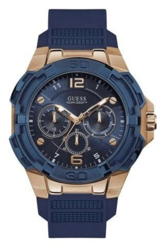 Guess Genesis Quartz Blue Dial Blue Silicone Strap Watch For Men - W1254G3 Authentic Buy Shop Now