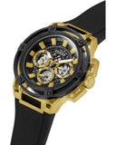 Guess Matrix Multifunction Gold Dial Black Rubber Strap Watch For Men - GW0423G2 Authentic Buy Shop Now