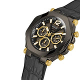 Guess Edge Chronograph Black Dial Black Leather Strap Watch For Men - GW0492G1 Authentic Buy Shop Now