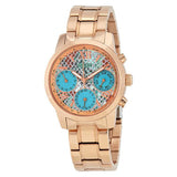 Guess Mini Sunrise Multi Function Analog Turquoise Dial Rose Gold Steel Strap Watch For Women - W0448L8 Authentic Buy Shop Now
