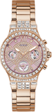 Guess Glitz Multi Function Diamonds Pink Dial Rose Gold Steel Strap Watch for Women - GW0320L6 Authentic Buy Shop Now