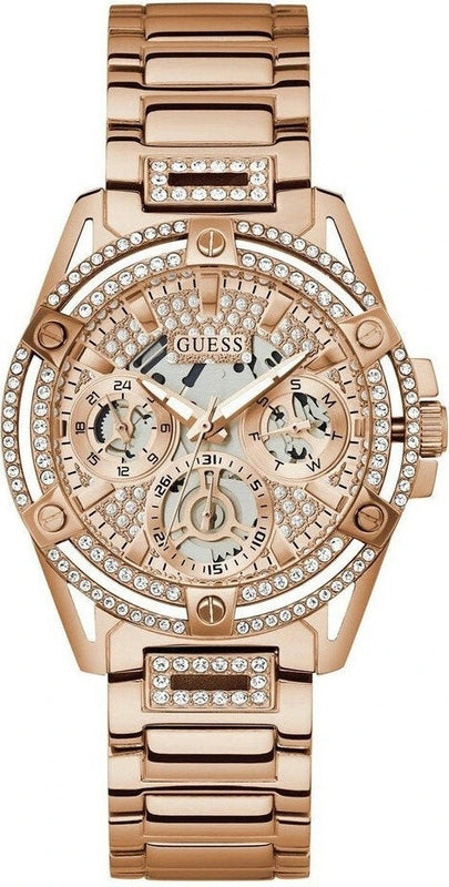 Guess Queen Multifunction Rose Gold Dial Rose Gold Steel Strap Watch For Women - GW0464L3 Authentic Buy Shop Now