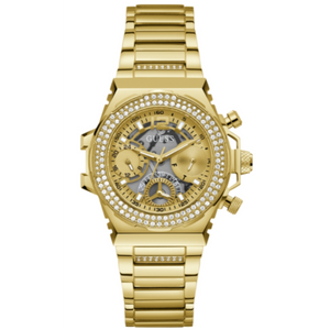 Guess Fusion Chronograph Gold Dial Gold Steel Strap Watch for Women - GW0552L2 Authentic Buy Shop Now