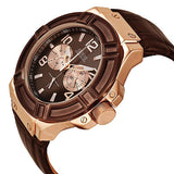 Guess Rigor Analog Brown Dial Brown Leather Strap Watch For Men - W0040G3 Authentic Buy Shop Now
