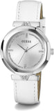 Guess Rumour Silver Dial White Leather Strap Watch For Women - GW0689L1 Authentic Buy Shop Now