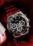 Guess Continental Black Dial Silver Steel Strap Watch for Men - GW0260G1 Authentic Buy Shop Now