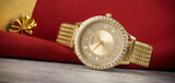 Guess Soiree Diamonds Gold Dial Gold Mesh Bracelet Watch for Women - GW0402L2 Authentic Buy Shop Now