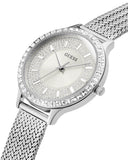 Guess Chelsea Mother of Pearl White Dial Silver Mesh Strap Watch For Women - W0647L1 Authentic Buy Shop Now