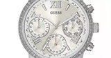 Guess Mini Sunrise Chronograph Quartz Silver Dial Silver Steel Strap Watch For Women - W0623L1 Authentic Buy Shop Now