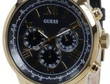 Guess Horizon Chronograph Quartz Black Dial Black Leather Strap Watch For Men - W0380G7 Authentic Buy Shop Now