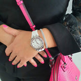 Guess Sparkling Silver Dial White Rubber Strap Watch For Women - GW0032L1 Authentic Buy Shop Now
