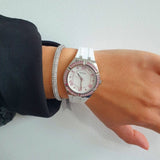 Guess Sparkling Silver Dial White Rubber Strap Watch For Women - GW0032L1 Authentic Buy Shop Now
