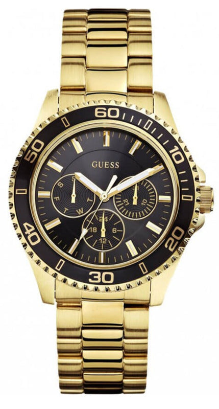 Guess BFF Multifunction Black Dial Gold Steel Strap Watch for Women - W0231L3 Authentic Buy Shop Now