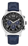 Guess Horizon Chronograph Quartz Black Dial Blue Leather Strap Watch For Men - W0380G3 Authentic Buy Shop Now