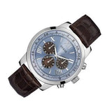 Guess Horizon Chronograph Analog Blue Dial Brown Leather Strap Watch For Men - W0380G6 Authentic Buy Shop Now