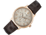 Guess Wafer Quartz Beige Dial Brown Leather Strap Watch For Men - W0496G1 Authentic Buy Shop Now
