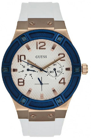 Guess Jet Setter White Dial White Rubber Strap Watch for Women - W0564L1 Authentic Buy Shop Now