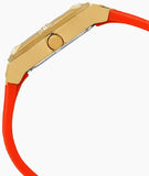Guess Jet Setter Golden Dial Orange Rubber Watch For Women - W0564L2 Authentic Buy Shop Now