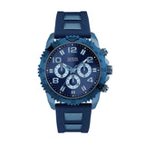 Guess Velocity Chronograph Blue Dial Blue Rubber Steel Strap Watch for Men - W0599G4 Authentic Buy Shop Now