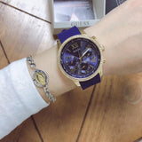 Guess Sunrise Blue Dial with Diamonds Blue Rubber Strap Watch For Women - W0616L2 Authentic Buy Shop Now