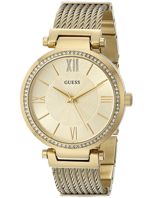 Guess Soho Champagne Dial Stainless Steel Mesh Bracelet Watch For Women - W0638L2 Authentic Buy Shop Now